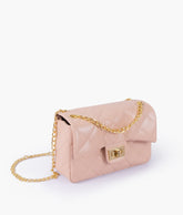 Baby pink quilted mini bag with chain